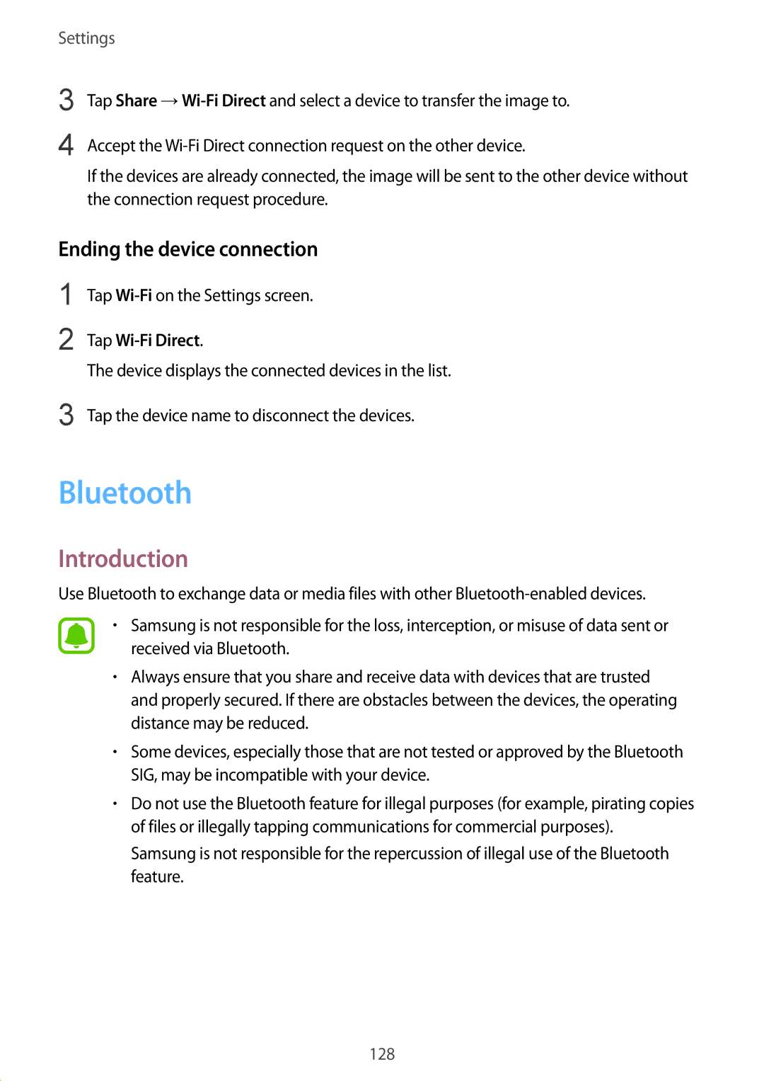 Samsung SM-G935FZKUSER, SM-G935FEDADBT, SM-G935FZKZDBT, SM-G935FZSADBT manual Bluetooth, Ending the device connection 