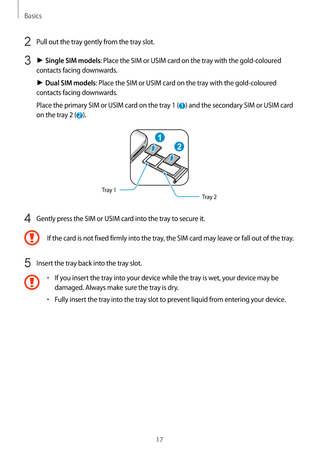 Samsung SM-G935FZDAITV, SM-G935FEDADBT, SM-G935FZKZDBT manual Gently press the SIM or Usim card into the tray to secure it 