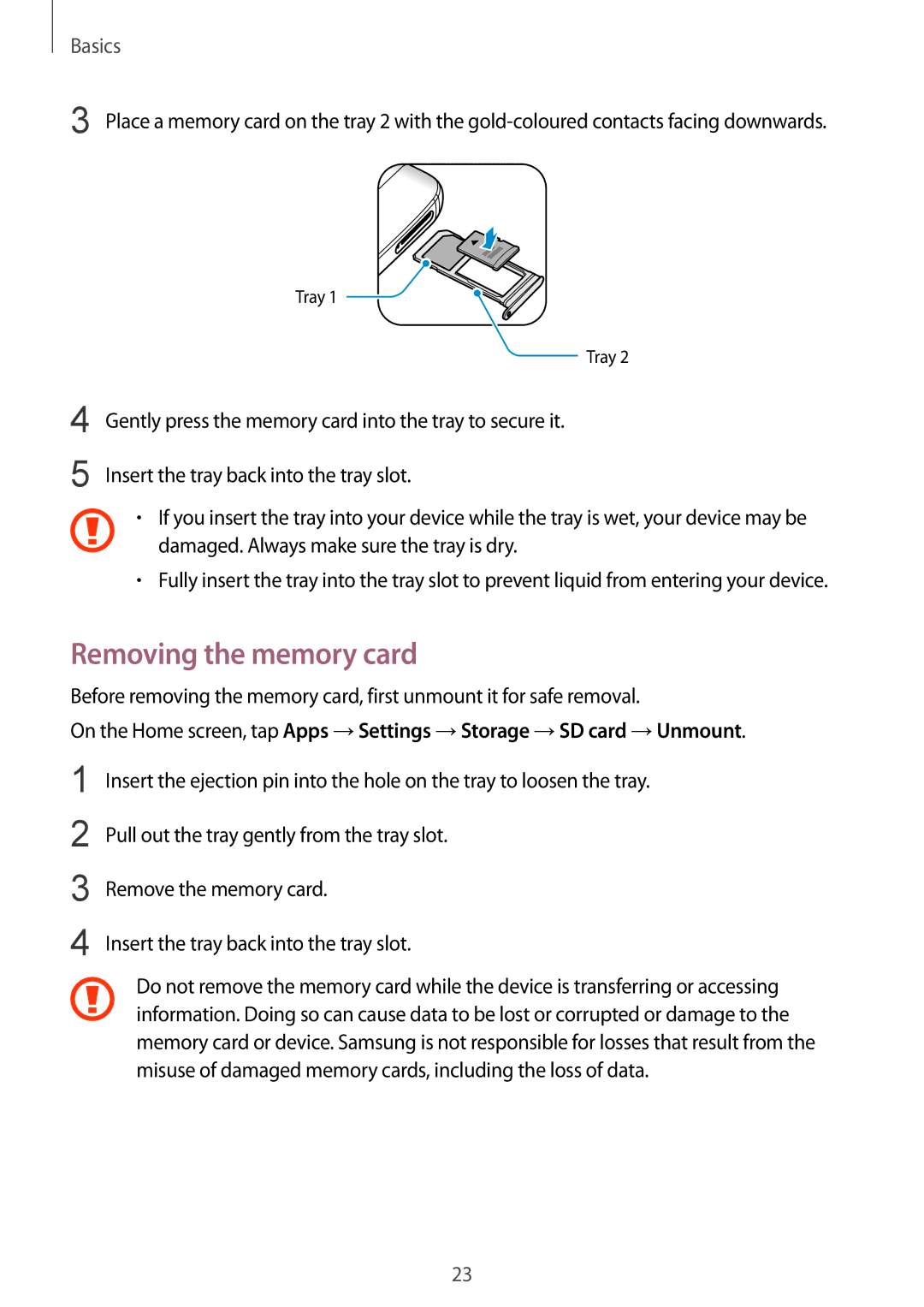 Samsung SM-G935FEDUKSA, SM-G935FEDADBT, SM-G935FZKZDBT, SM-G935FZSADBT, SM-G935FZKADBT manual Removing the memory card 