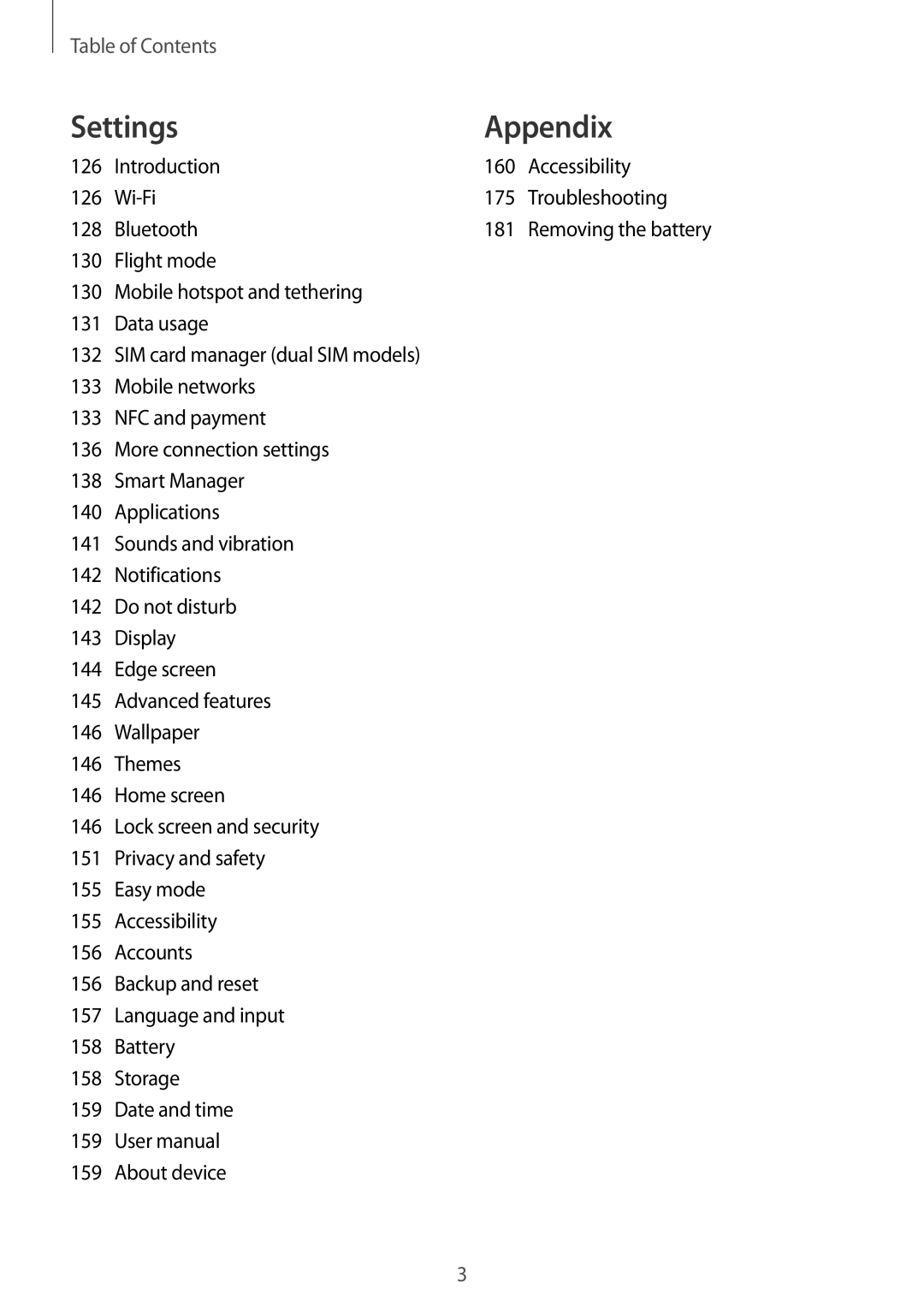 Samsung SM-G935FZKADBT, SM-G935FEDADBT, SM-G935FZKZDBT, SM-G935FZSADBT, SM-G935FZWADBT, SM-G935FZDADBT manual Settings Appendix 