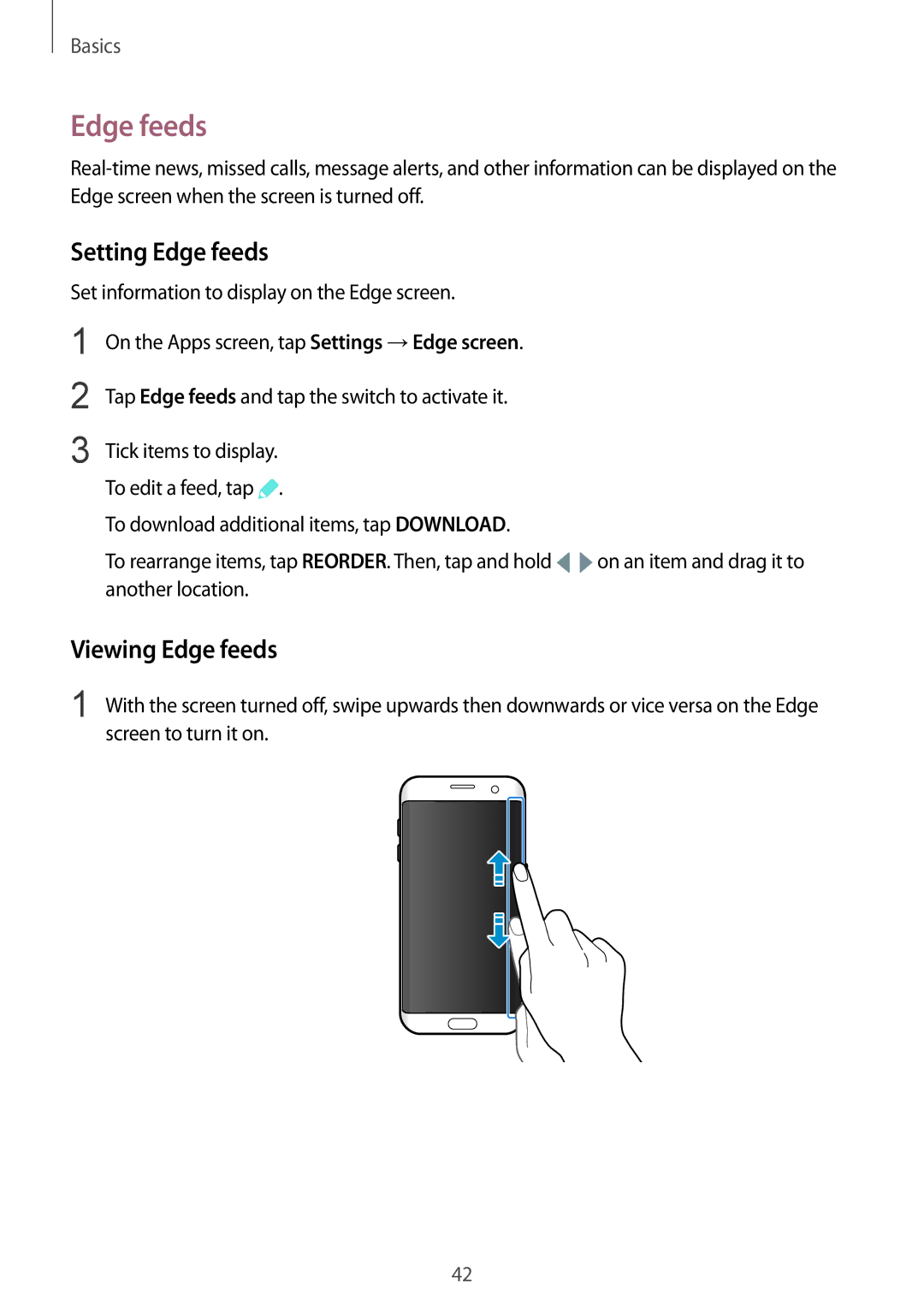 Samsung SM-G935FZKASEE, SM-G935FEDADBT, SM-G935FZKZDBT, SM-G935FZSADBT manual Setting Edge feeds, Viewing Edge feeds 