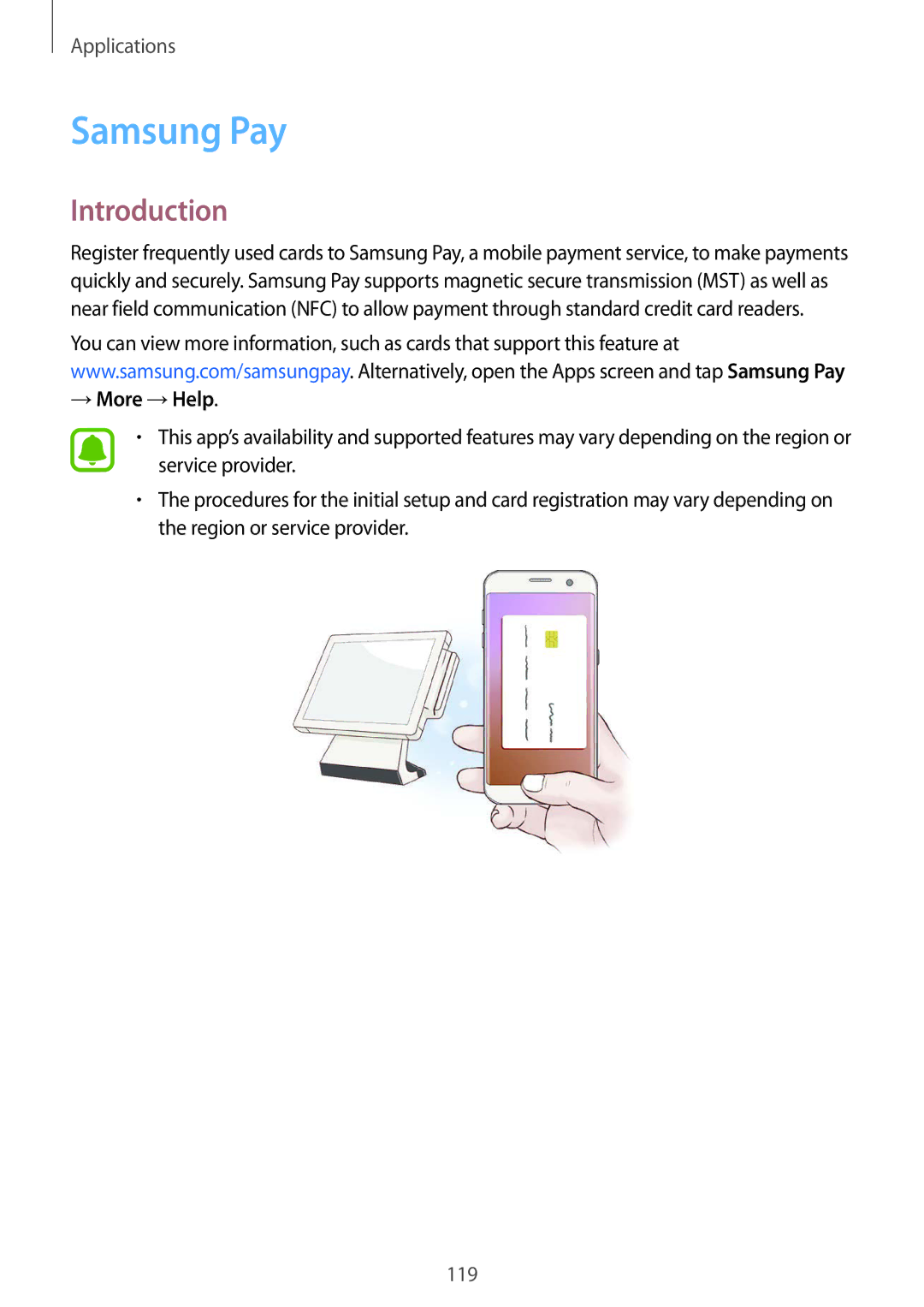 Samsung SM-G935FZKANEE, SM-G935FEDADBT, SM-G935FZKZDBT, SM-G935FZSADBT, SM-G935FZKADBT manual Samsung Pay, → More →Help 