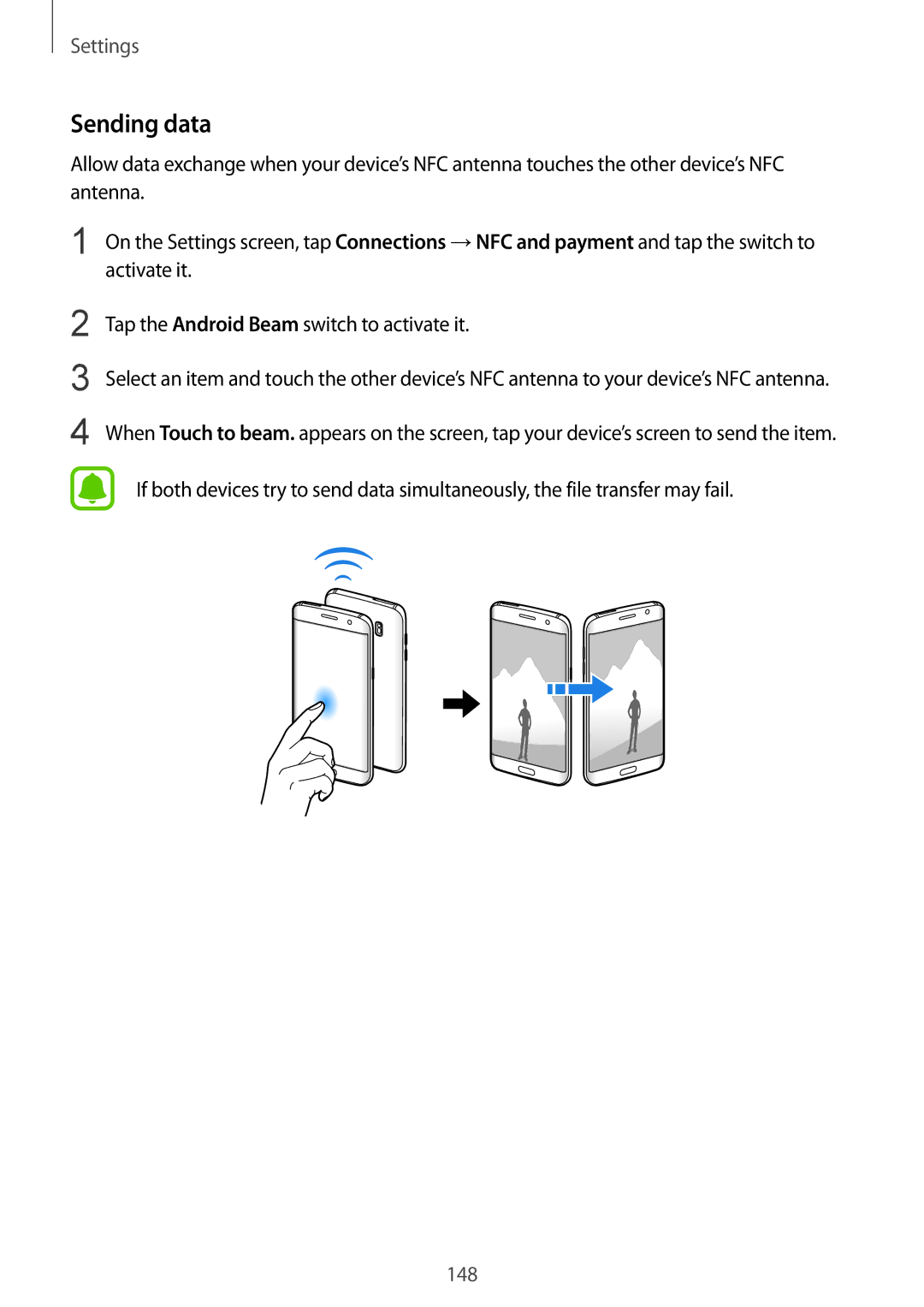 Samsung SM-G935FZWAITV, SM-G935FEDADBT, SM-G935FZKZDBT, SM-G935FZSADBT, SM-G935FZKADBT, SM-G935FZWADBT manual Sending data 