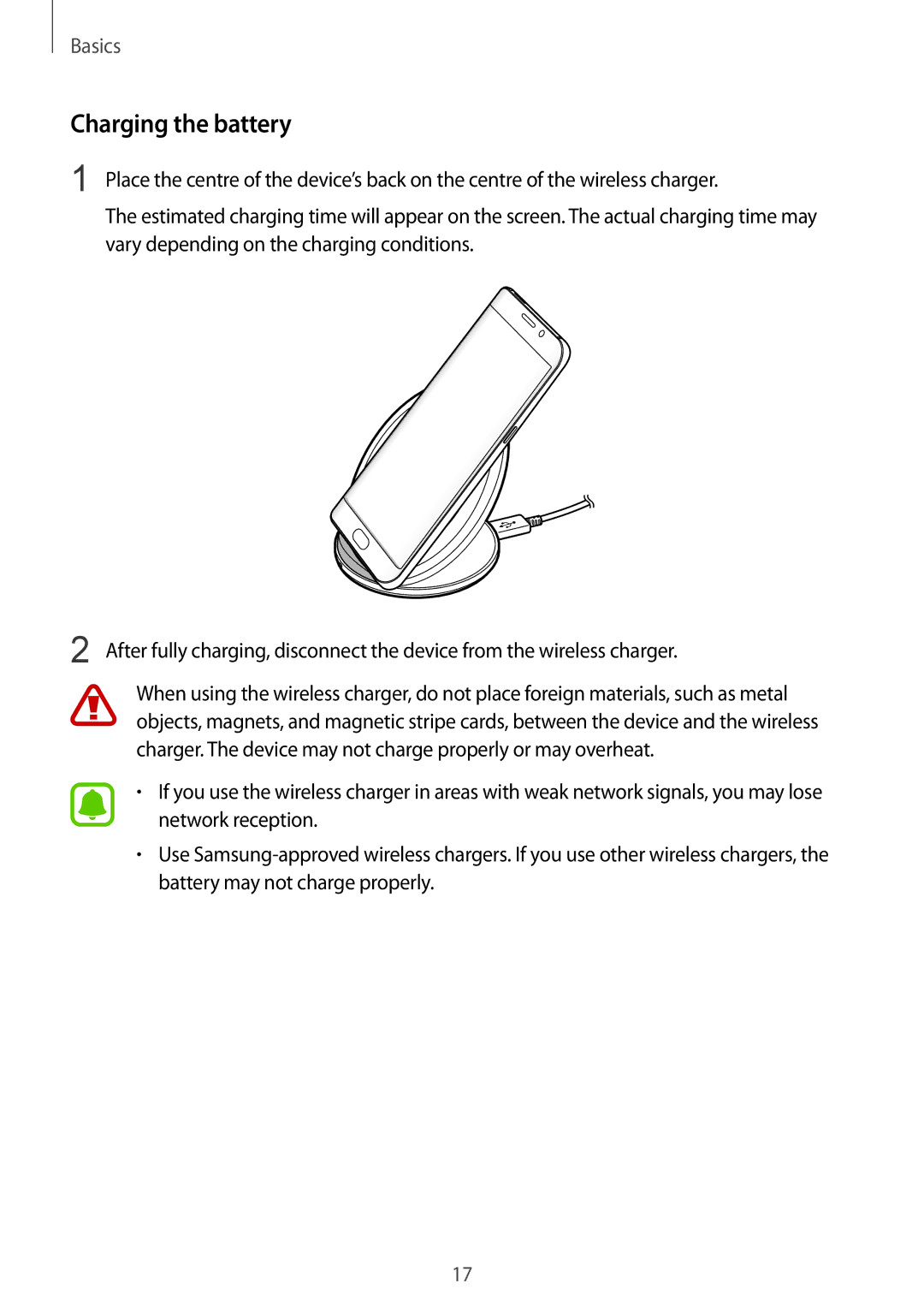 Samsung SM-G935FZDAITV, SM-G935FEDADBT, SM-G935FZKZDBT, SM-G935FZSADBT, SM-G935FZKADBT, SM-G935FZWADBT Charging the battery 