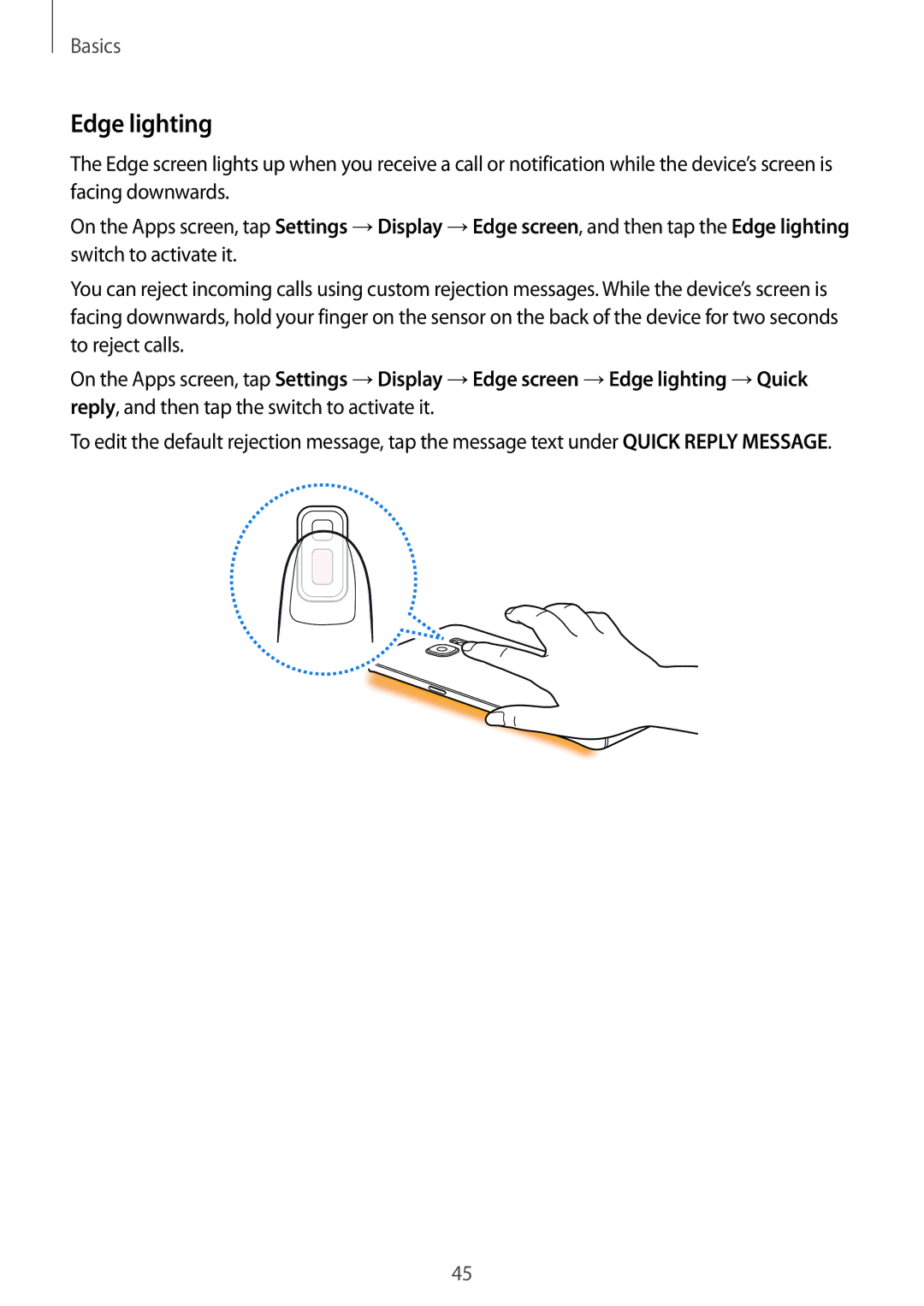 Samsung SM-G935FEDASEE, SM-G935FEDADBT, SM-G935FZKZDBT, SM-G935FZSADBT, SM-G935FZKADBT, SM-G935FZWADBT manual Edge lighting 