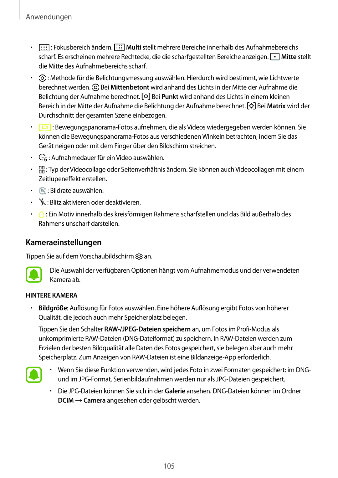 Samsung SM-G935FZKADBT, SM-G935FEDADBT, SM-G935FZKZDBT, SM-G935FZSADBT, SM-G935FZWADBT Kameraeinstellungen, Hintere Kamera 