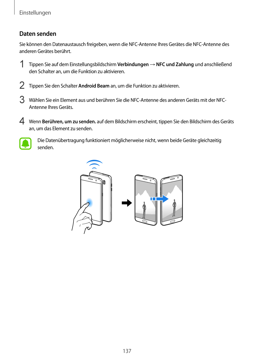 Samsung SM-G935FZDADBT, SM-G935FEDADBT, SM-G935FZKZDBT, SM-G935FZSADBT, SM-G935FZKADBT, SM-G935FZWADBT manual Daten senden 