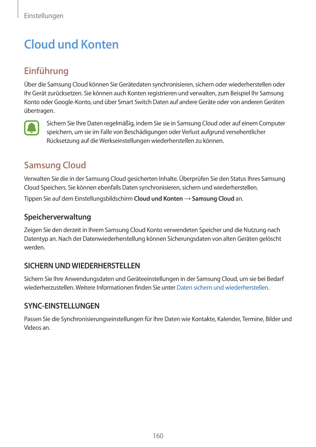 Samsung SM-G935FZWADBT, SM-G935FEDADBT, SM-G935FZKZDBT, SM-G935FZSADBT Cloud und Konten, Samsung Cloud, Speicherverwaltung 