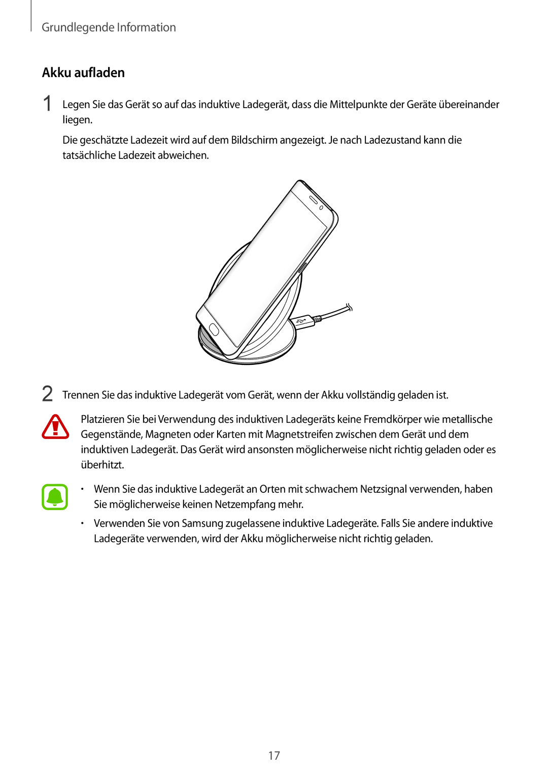 Samsung SM-G935FZDADBT, SM-G935FEDADBT, SM-G935FZKZDBT, SM-G935FZSADBT, SM-G935FZKADBT, SM-G935FZWADBT manual Akku aufladen 