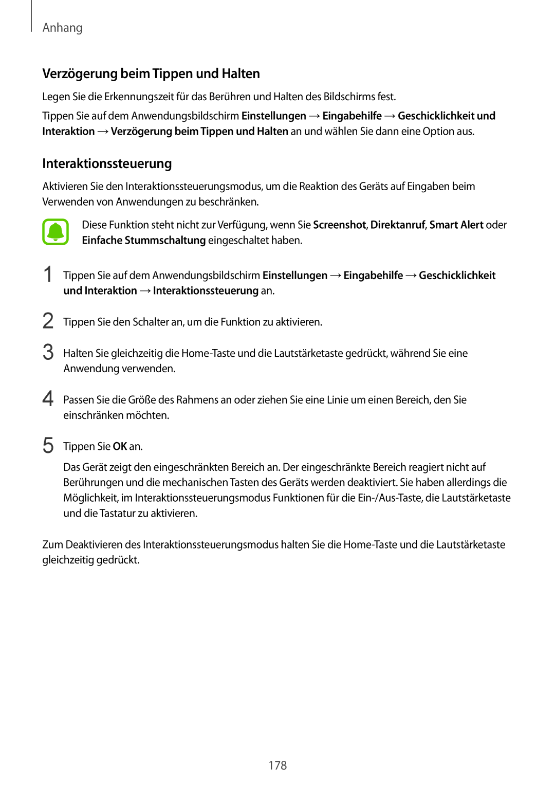 Samsung SM-G935FZWADBT, SM-G935FEDADBT, SM-G935FZKZDBT manual Verzögerung beim Tippen und Halten, Interaktionssteuerung 