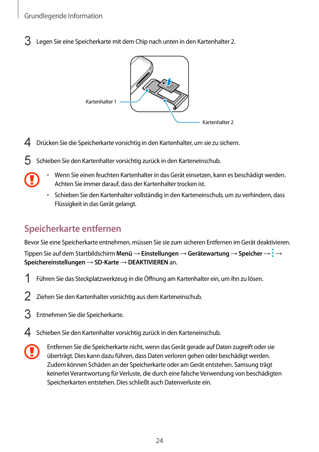 Samsung SM-G935FEDADBT, SM-G935FZKZDBT, SM-G935FZSADBT, SM-G935FZKADBT, SM-G935FZWADBT, SM-G935FZDADBT Speicherkarte entfernen 