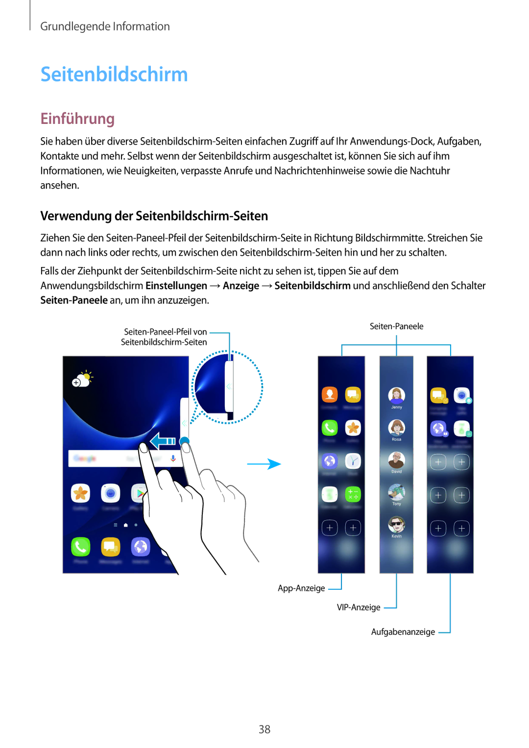 Samsung SM-G935FZSADBT, SM-G935FEDADBT, SM-G935FZKZDBT manual Einführung, Verwendung der Seitenbildschirm-Seiten 