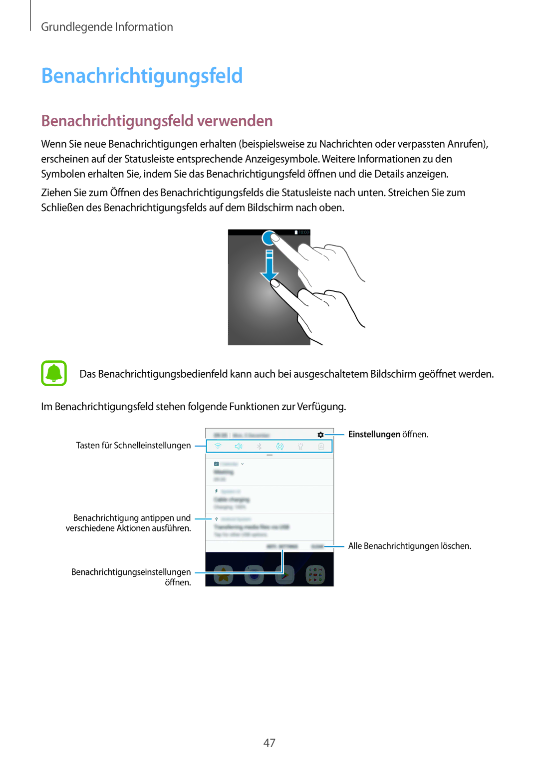 Samsung SM-G935FZDADBT, SM-G935FEDADBT, SM-G935FZKZDBT, SM-G935FZSADBT, SM-G935FZKADBT Benachrichtigungsfeld verwenden 