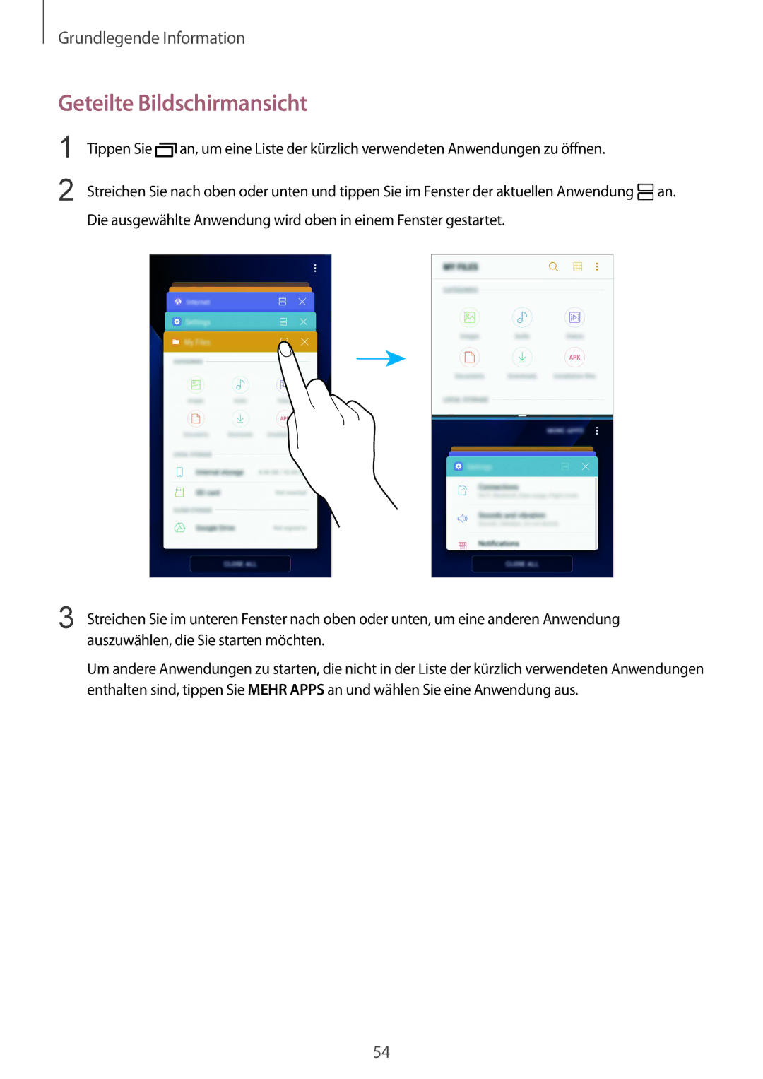 Samsung SM-G935FEDADBT, SM-G935FZKZDBT, SM-G935FZSADBT, SM-G935FZKADBT, SM-G935FZWADBT manual Geteilte Bildschirmansicht 