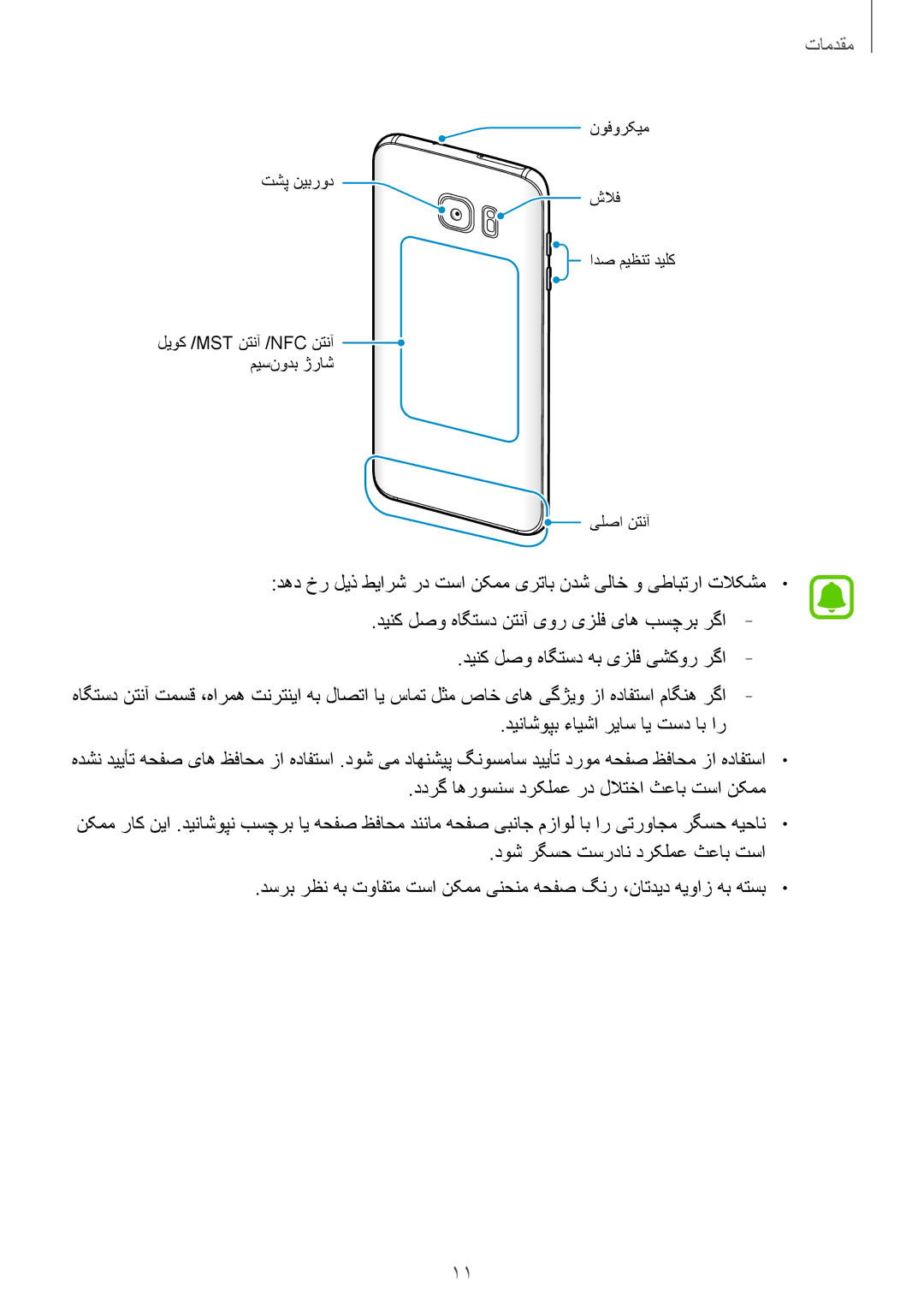 Samsung SM-G935FZSAKSA, SM-G935FEDUKSA, SM-G935FZKAKSA manual دهد خر لیذ طیارش رد تسا نکمم یرتاب ندش یلاخ و یطابترا تلاکشم 