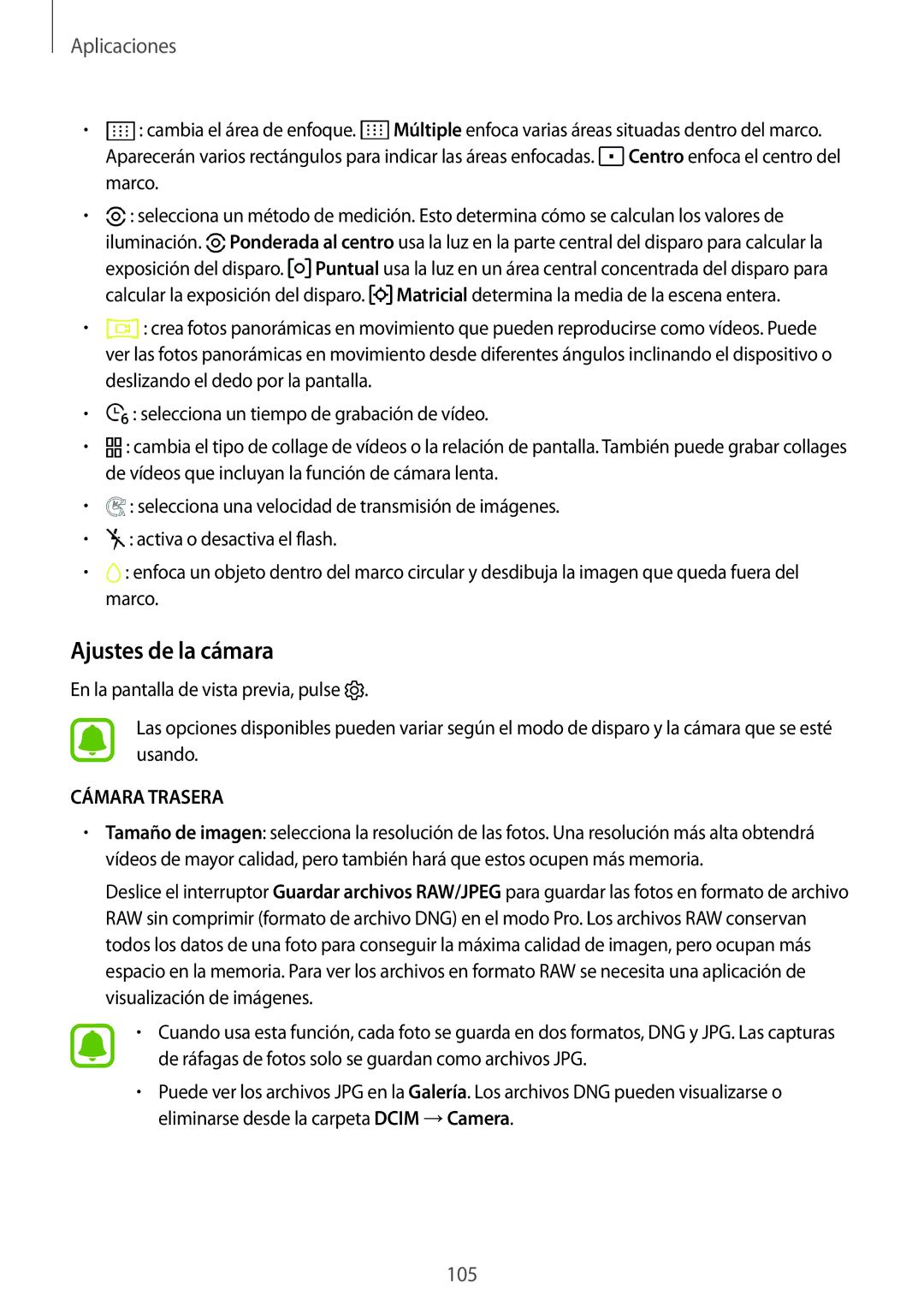 Samsung SM-G935FZBAPHE, SM-G935FZKAPHE, SM-G935FEDAPHE, SM-G935FZDAPHE, SM-G935FZSAPHE Ajustes de la cámara, Cámara Trasera 