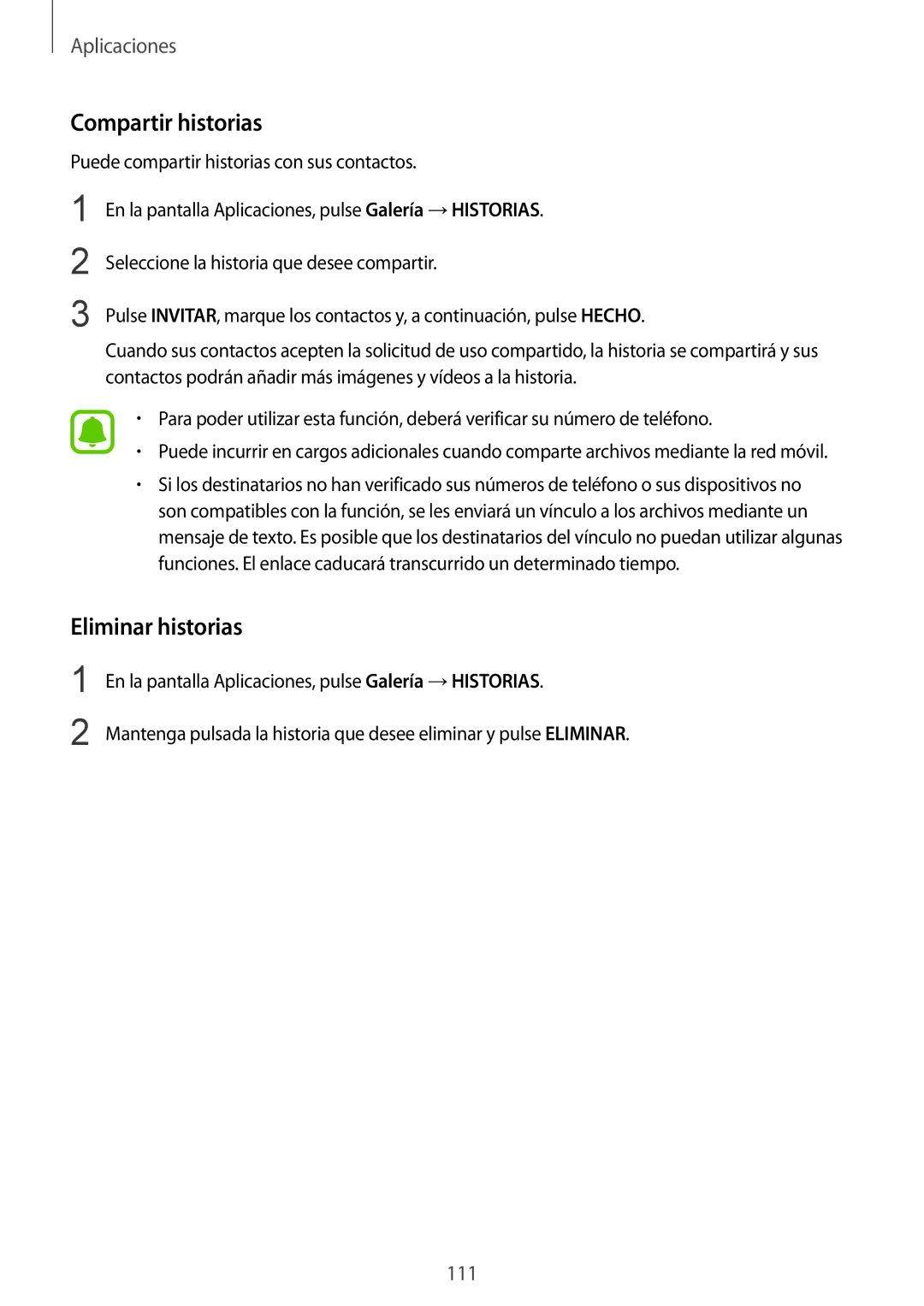 Samsung SM-G935FZKAPHE, SM-G935FZBAPHE, SM-G935FEDAPHE, SM-G935FZDAPHE manual Compartir historias, Eliminar historias 