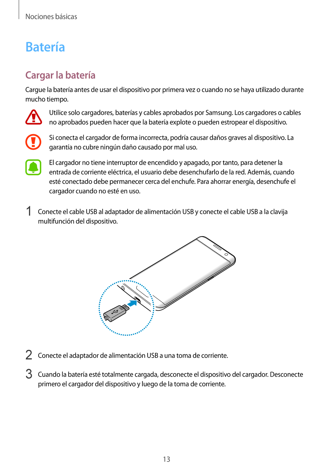 Samsung SM-G935FZDAPHE, SM-G935FZBAPHE, SM-G935FZKAPHE, SM-G935FEDAPHE, SM-G935FZSAPHE manual Batería, Cargar la batería 