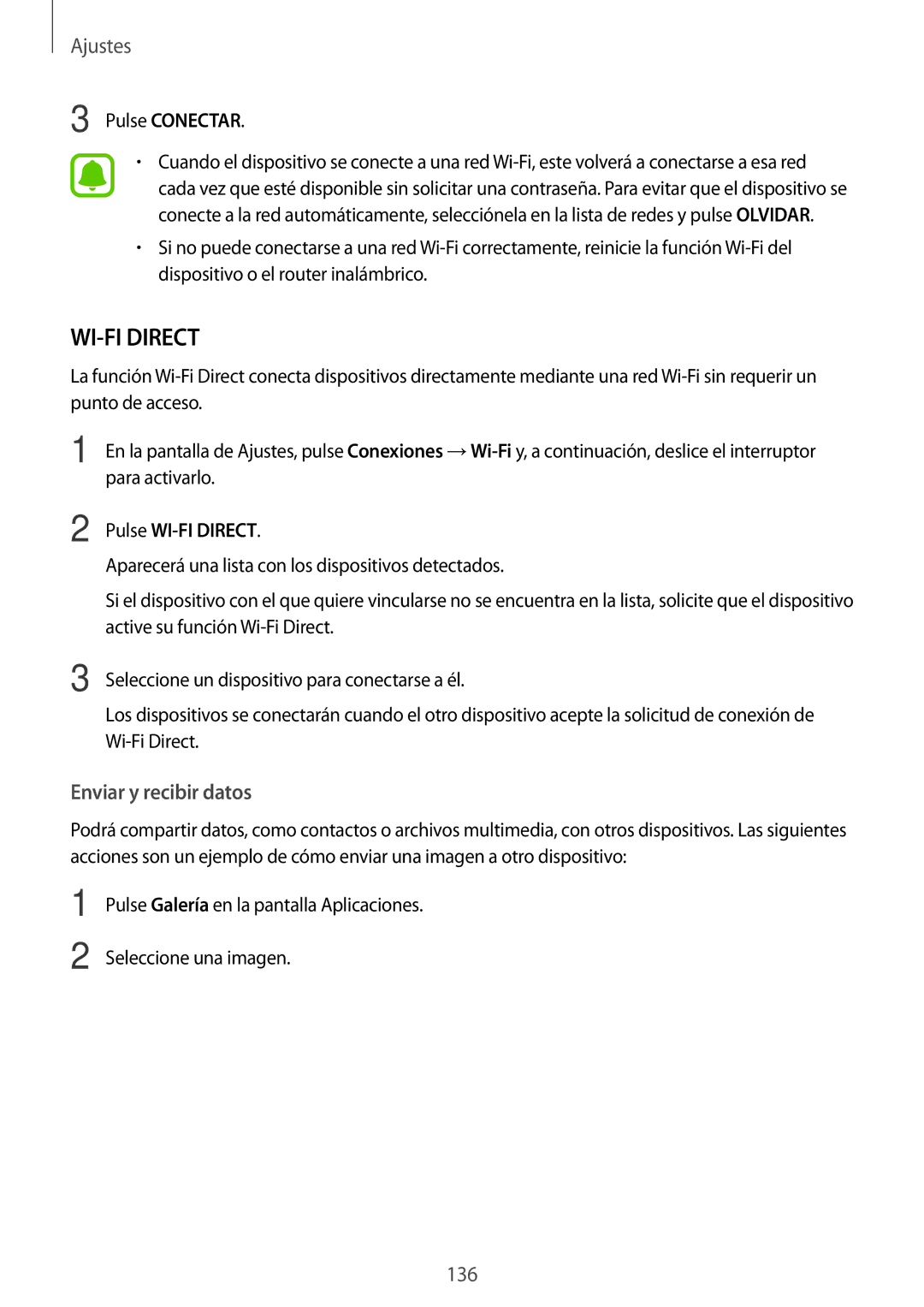 Samsung SM-G935FZKAPHE, SM-G935FZBAPHE, SM-G935FEDAPHE manual Enviar y recibir datos, Pulse Conectar, Pulse WI-FI Direct 