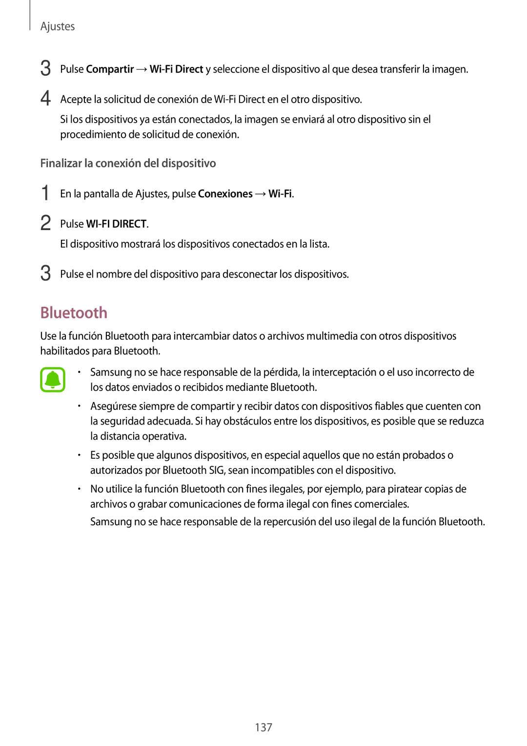 Samsung SM-G935FEDAPHE, SM-G935FZBAPHE, SM-G935FZKAPHE, SM-G935FZDAPHE manual Bluetooth, Finalizar la conexión del dispositivo 