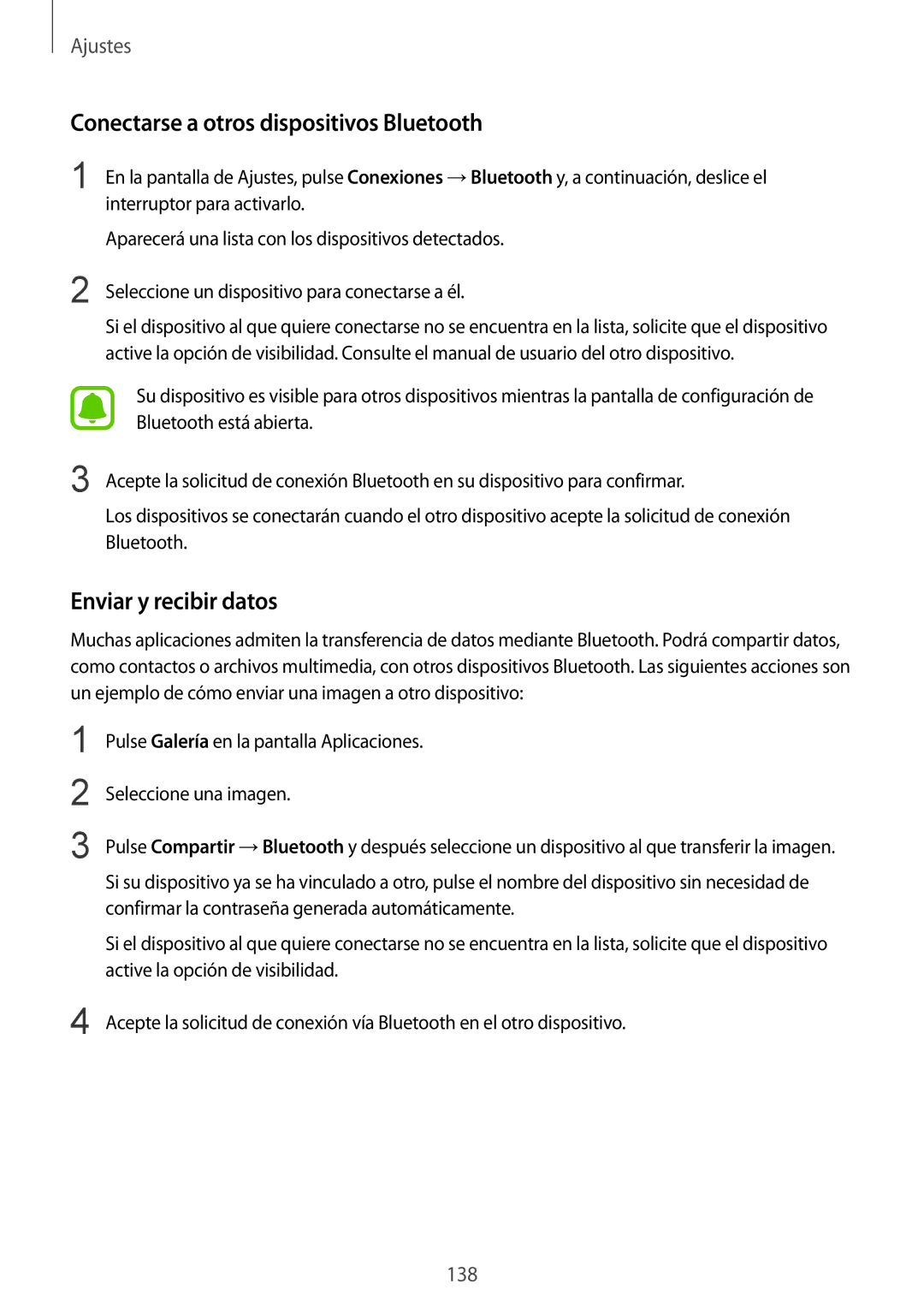 Samsung SM-G935FZDAPHE, SM-G935FZBAPHE, SM-G935FZKAPHE Conectarse a otros dispositivos Bluetooth, Enviar y recibir datos 