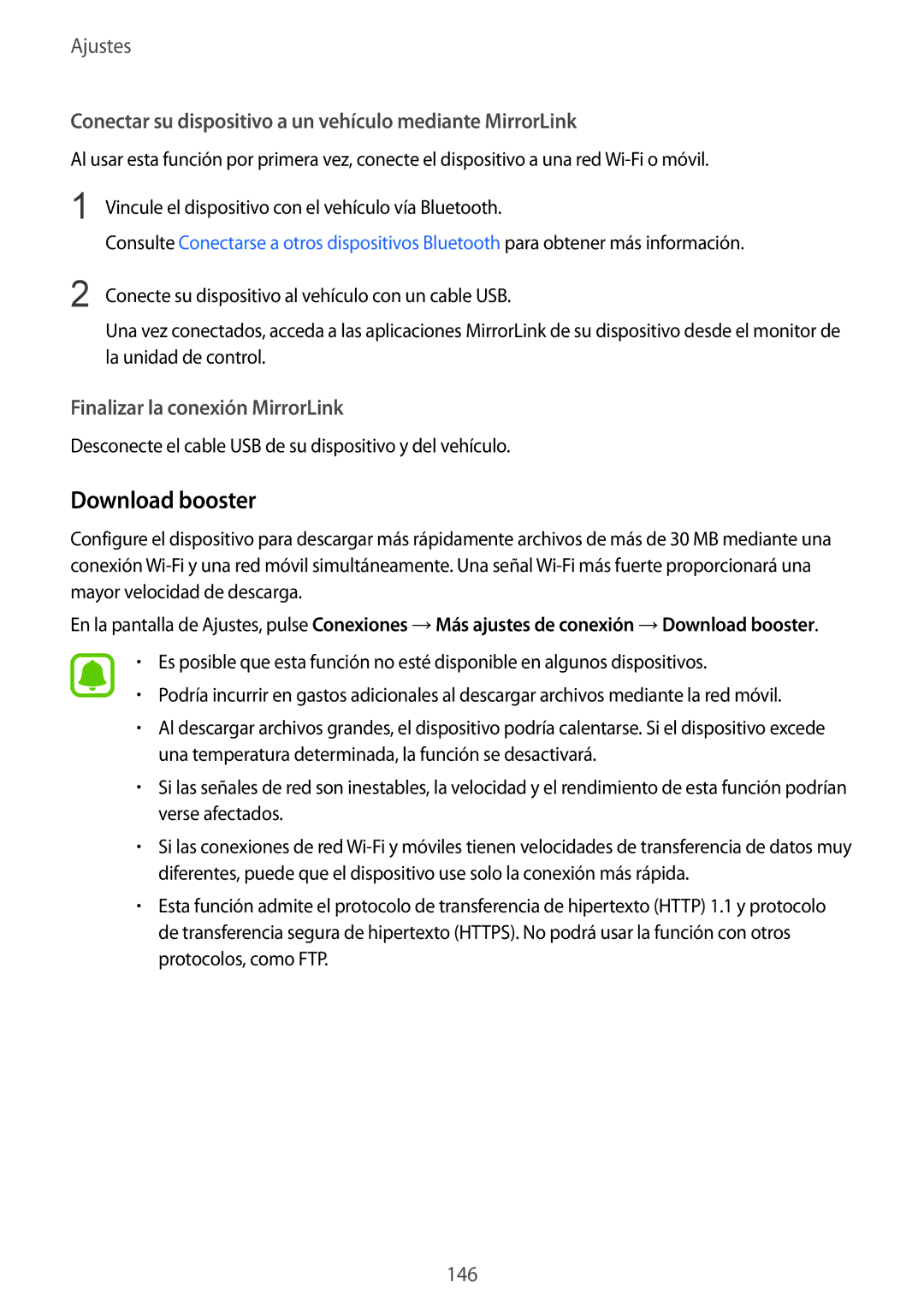 Samsung SM-G935FZKAPHE, SM-G935FZBAPHE manual Download booster, Conectar su dispositivo a un vehículo mediante MirrorLink 