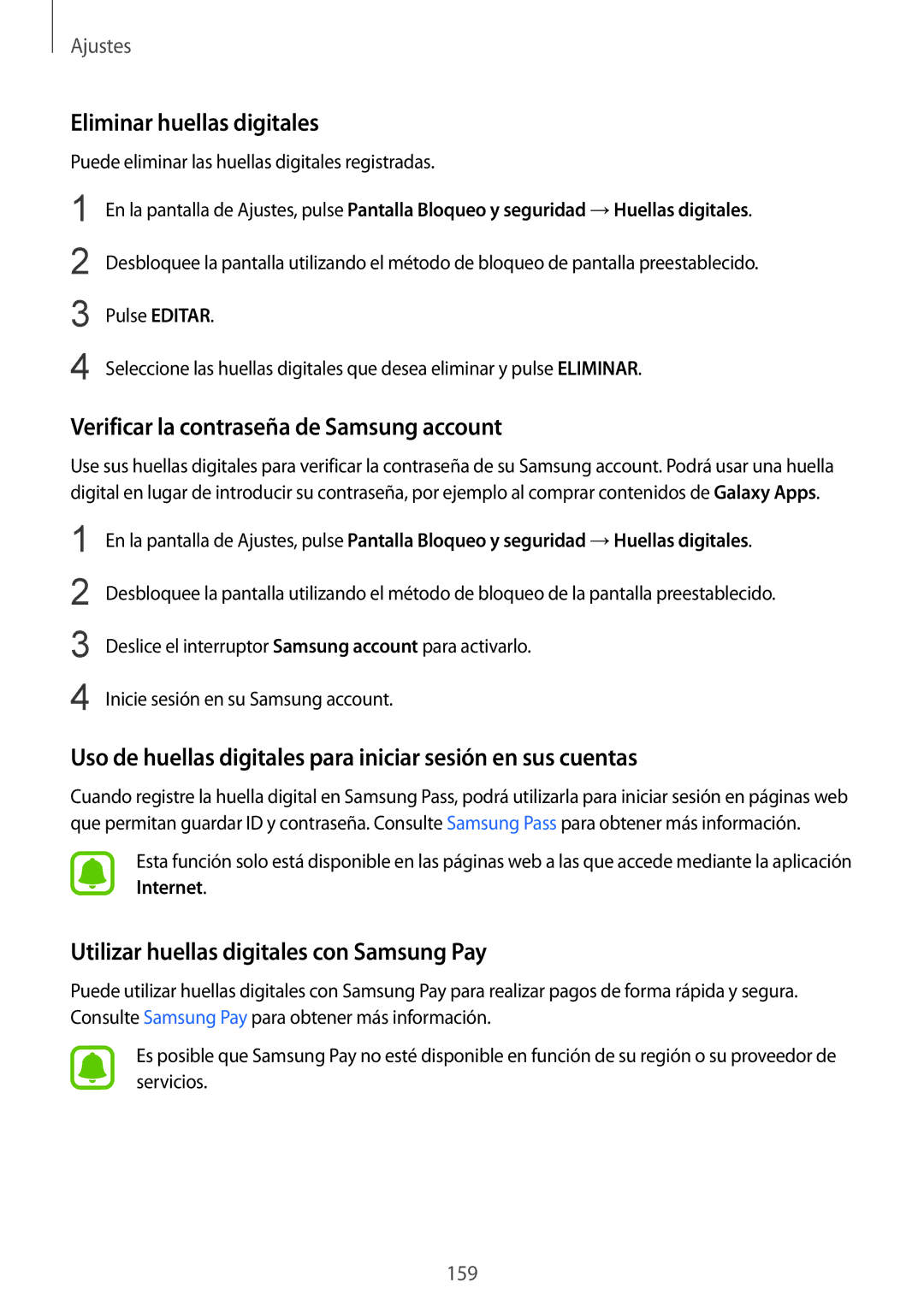 Samsung SM-G935FZSAPHE, SM-G935FZBAPHE manual Eliminar huellas digitales, Verificar la contraseña de Samsung account 