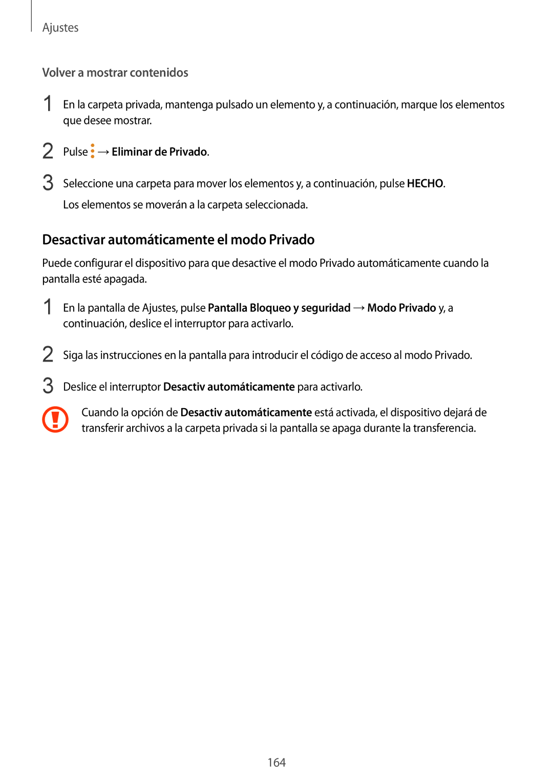 Samsung SM-G935FZSAPHE Desactivar automáticamente el modo Privado, Volver a mostrar contenidos, Pulse →Eliminar de Privado 