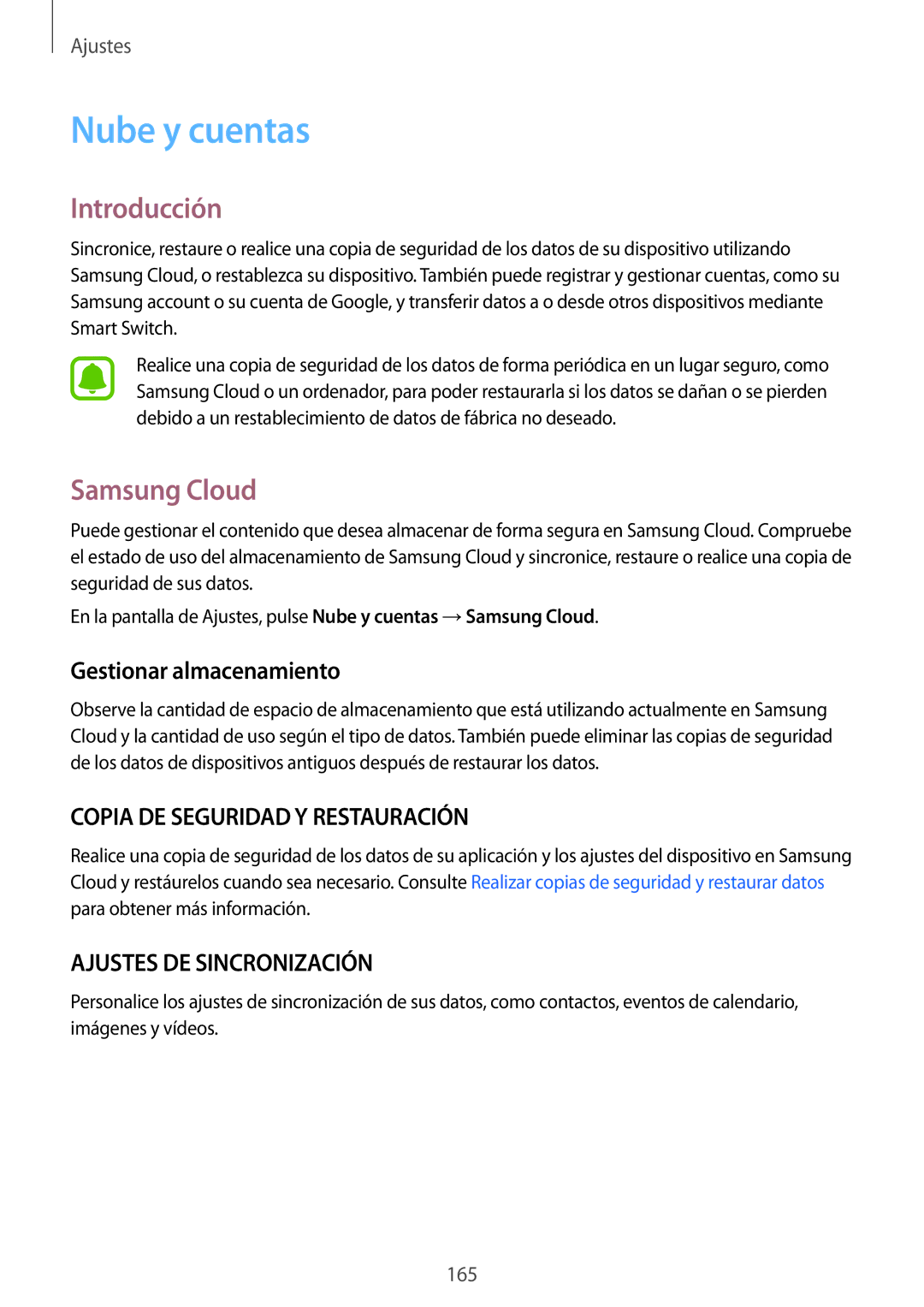 Samsung SM-G935FZBAPHE, SM-G935FZKAPHE, SM-G935FEDAPHE manual Nube y cuentas, Samsung Cloud, Gestionar almacenamiento 