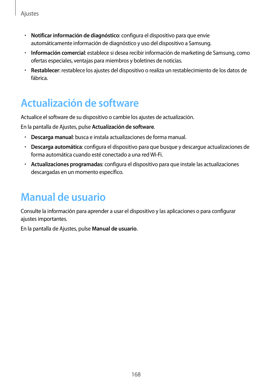 Samsung SM-G935FZDAPHE, SM-G935FZBAPHE, SM-G935FZKAPHE, SM-G935FEDAPHE manual Actualización de software, Manual de usuario 