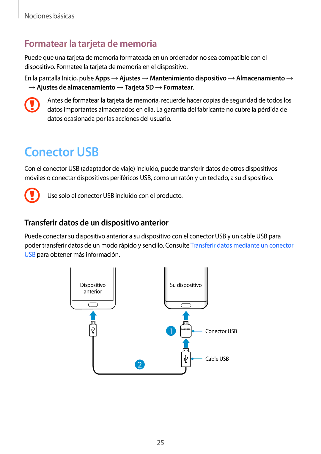 Samsung SM-G935FZBAPHE manual Conector USB, Formatear la tarjeta de memoria, Transferir datos de un dispositivo anterior 