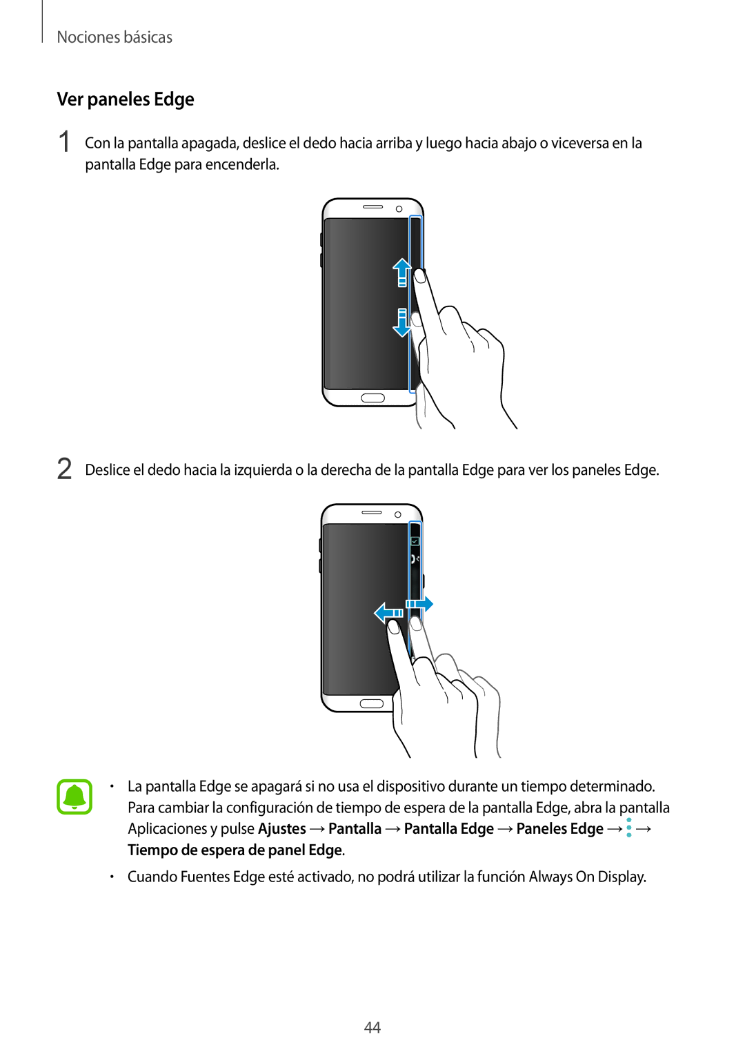 Samsung SM-G935FZSAPHE, SM-G935FZBAPHE, SM-G935FZKAPHE, SM-G935FEDAPHE, SM-G935FZDAPHE manual Ver paneles Edge 