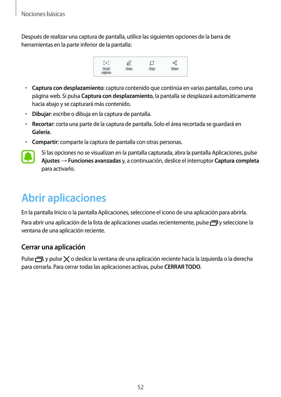 Samsung SM-G935FEDAPHE, SM-G935FZBAPHE, SM-G935FZKAPHE, SM-G935FZDAPHE manual Abrir aplicaciones, Cerrar una aplicación 