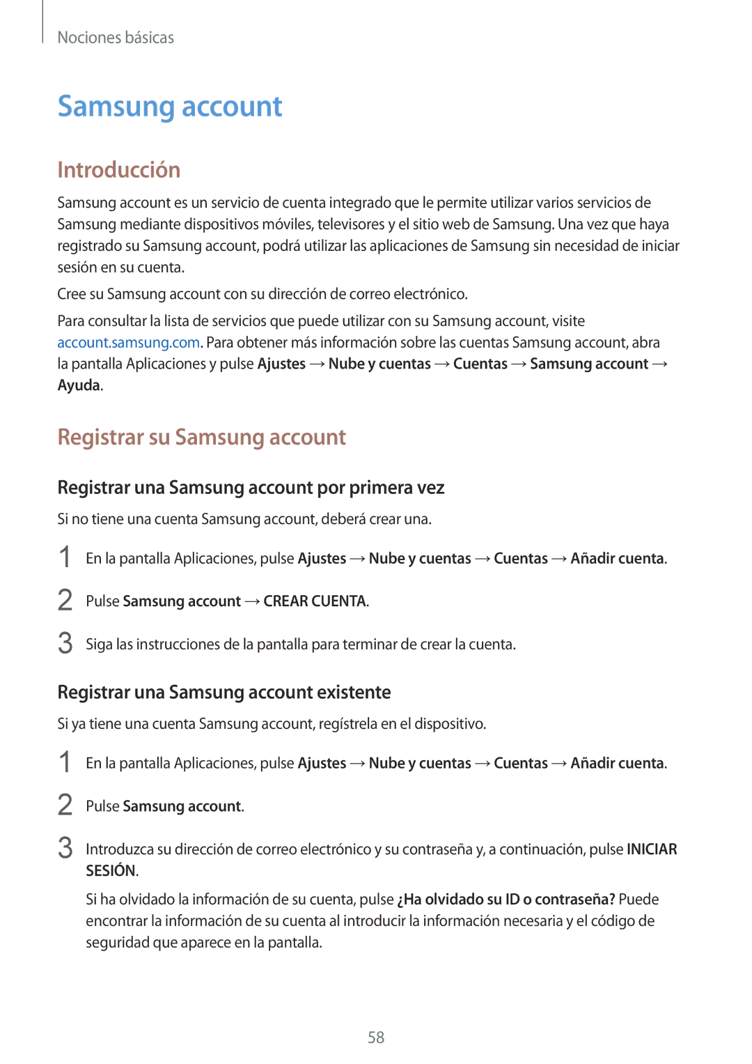 Samsung SM-G935FZDAPHE, SM-G935FZBAPHE Registrar su Samsung account, Registrar una Samsung account por primera vez 