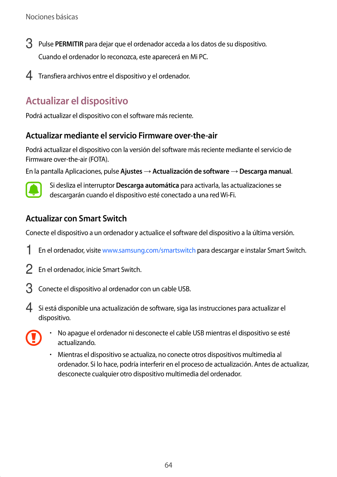 Samsung SM-G935FZSAPHE, SM-G935FZBAPHE Actualizar el dispositivo, Actualizar mediante el servicio Firmware over-the-air 