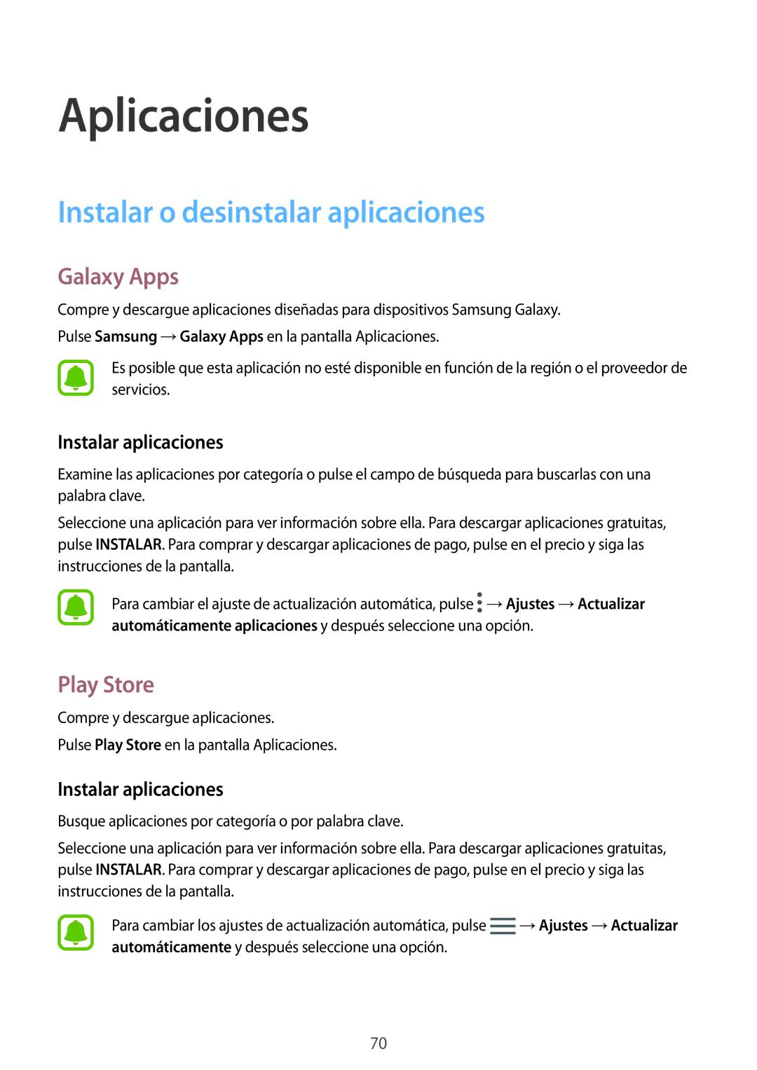 Samsung SM-G935FZBAPHE, SM-G935FZKAPHE Instalar o desinstalar aplicaciones, Galaxy Apps, Play Store, Instalar aplicaciones 