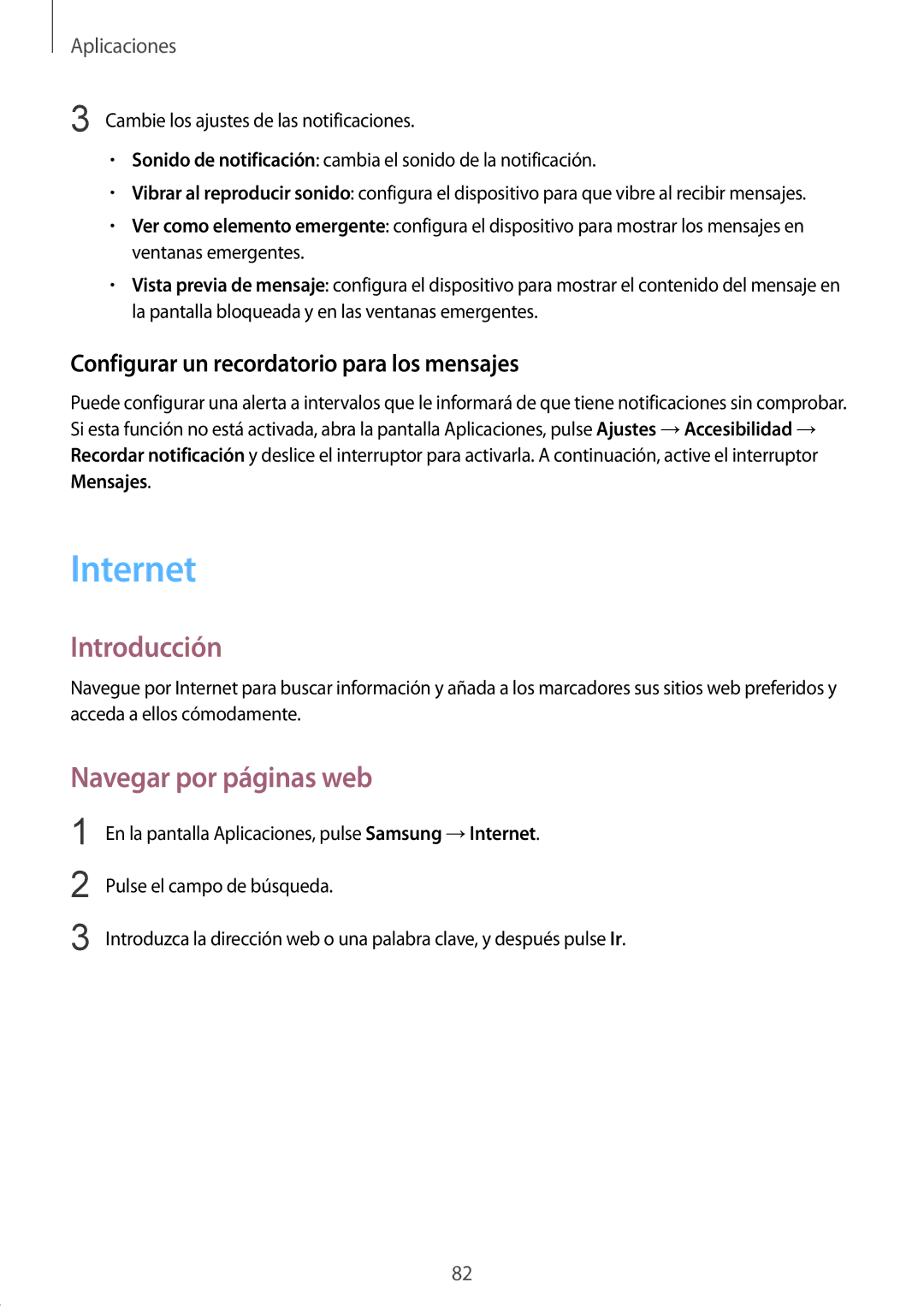 Samsung SM-G935FEDAPHE, SM-G935FZBAPHE Internet, Navegar por páginas web, Configurar un recordatorio para los mensajes 
