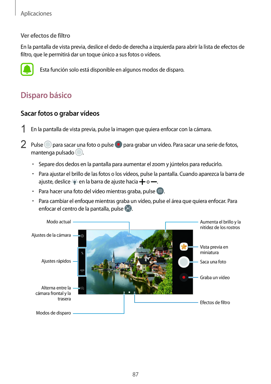 Samsung SM-G935FEDAPHE, SM-G935FZBAPHE, SM-G935FZKAPHE Disparo básico, Sacar fotos o grabar vídeos, Ver efectos de filtro 