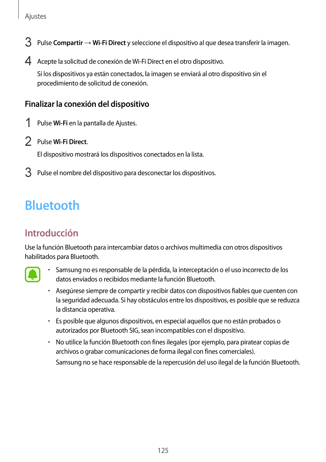 Samsung SM-G935FZBAPHE, SM-G935FZKAPHE, SM-G935FEDAPHE, SM-G935FZDAPHE manual Bluetooth, Finalizar la conexión del dispositivo 