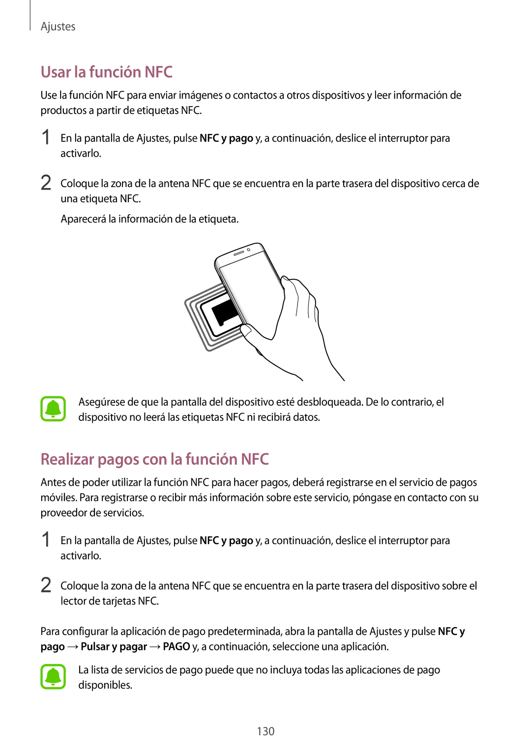 Samsung SM-G935FZBAPHE, SM-G935FZKAPHE, SM-G935FEDAPHE manual Usar la función NFC, Realizar pagos con la función NFC 