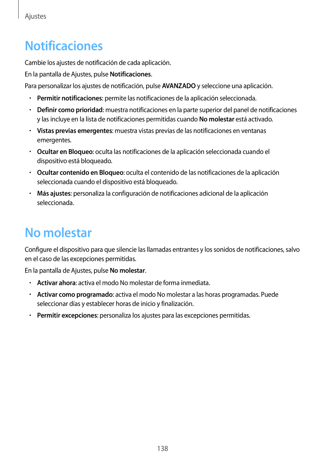 Samsung SM-G935FZDAPHE, SM-G935FZBAPHE, SM-G935FZKAPHE, SM-G935FEDAPHE, SM-G935FZSAPHE manual Notificaciones, No molestar 