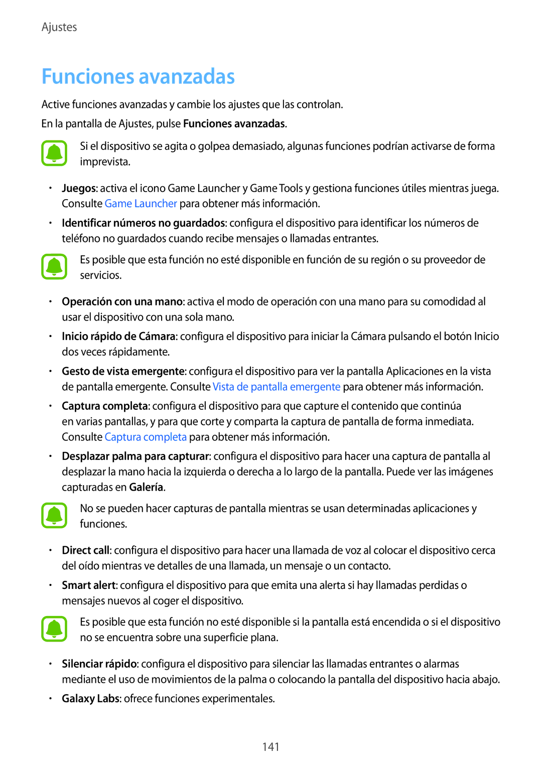 Samsung SM-G935FZKAPHE, SM-G935FZBAPHE, SM-G935FEDAPHE, SM-G935FZDAPHE, SM-G935FZSAPHE manual Funciones avanzadas 
