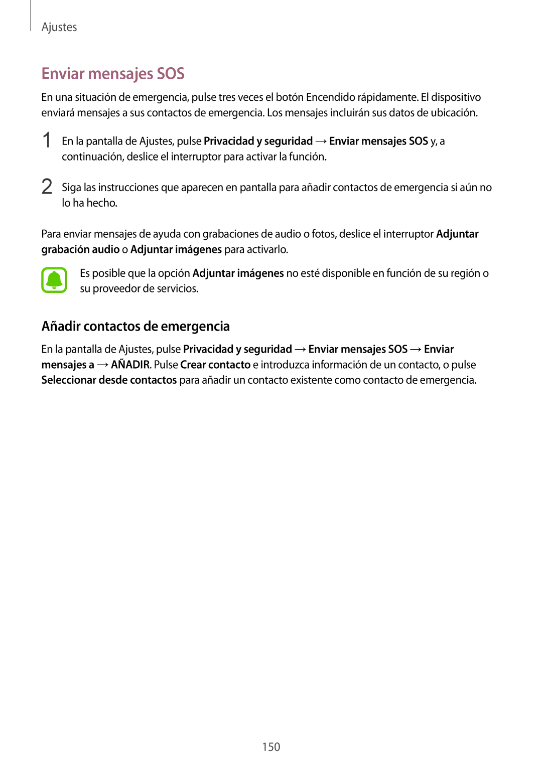 Samsung SM-G935FZBAPHE, SM-G935FZKAPHE, SM-G935FEDAPHE, SM-G935FZDAPHE Enviar mensajes SOS, Añadir contactos de emergencia 