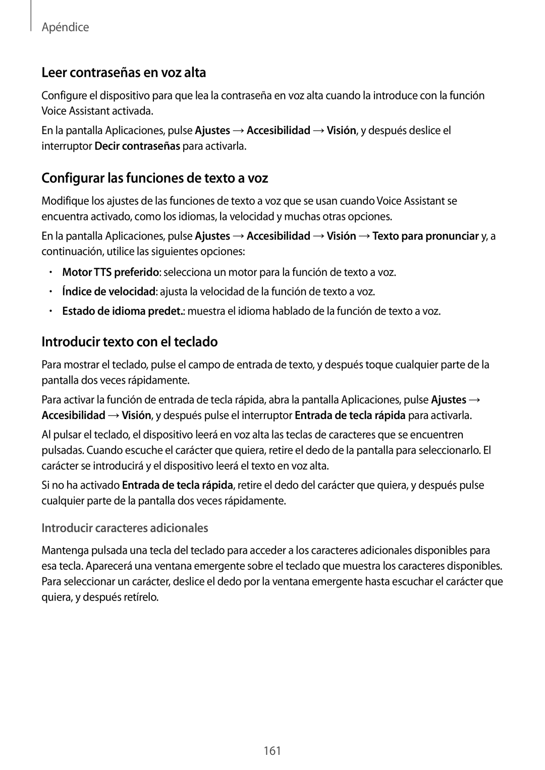 Samsung SM-G935FZKAPHE, SM-G935FZBAPHE manual Leer contraseñas en voz alta, Configurar las funciones de texto a voz 