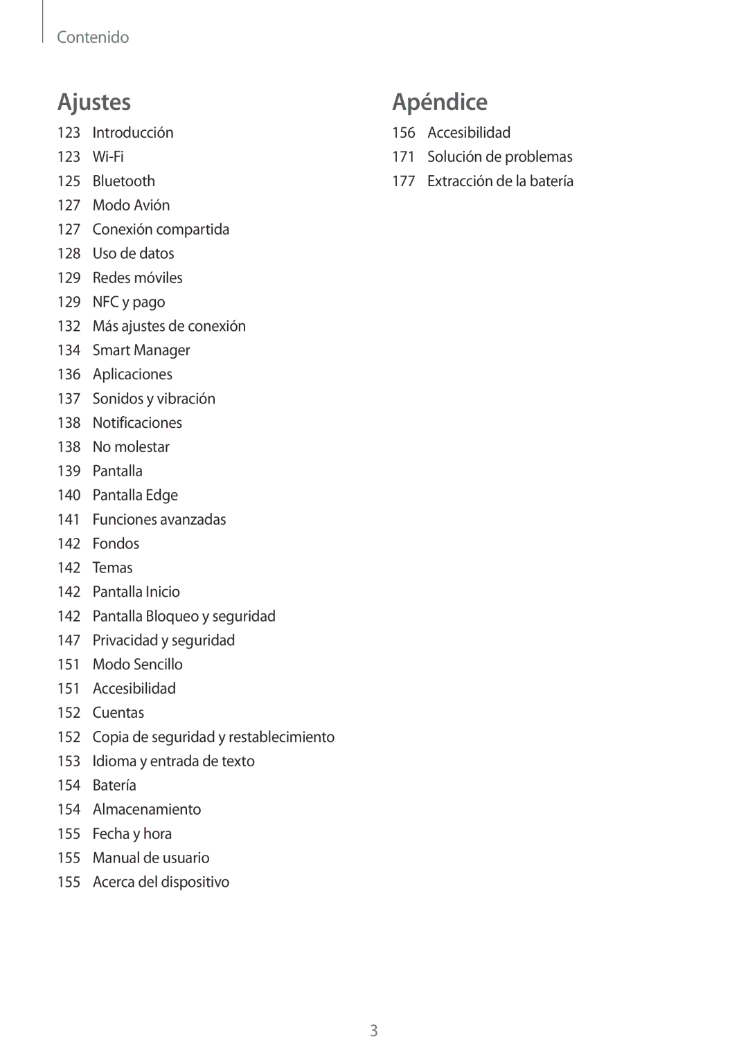 Samsung SM-G935FZDAPHE, SM-G935FZBAPHE, SM-G935FZKAPHE, SM-G935FEDAPHE, SM-G935FZSAPHE manual AjustesApéndice 