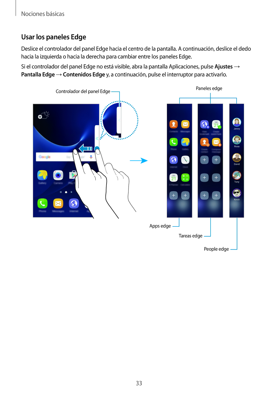 Samsung SM-G935FZDAPHE, SM-G935FZBAPHE, SM-G935FZKAPHE, SM-G935FEDAPHE, SM-G935FZSAPHE manual Usar los paneles Edge 