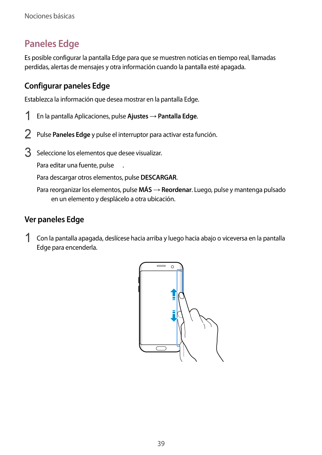 Samsung SM-G935FZSAPHE, SM-G935FZBAPHE, SM-G935FZKAPHE manual Paneles Edge, Configurar paneles Edge, Ver paneles Edge 