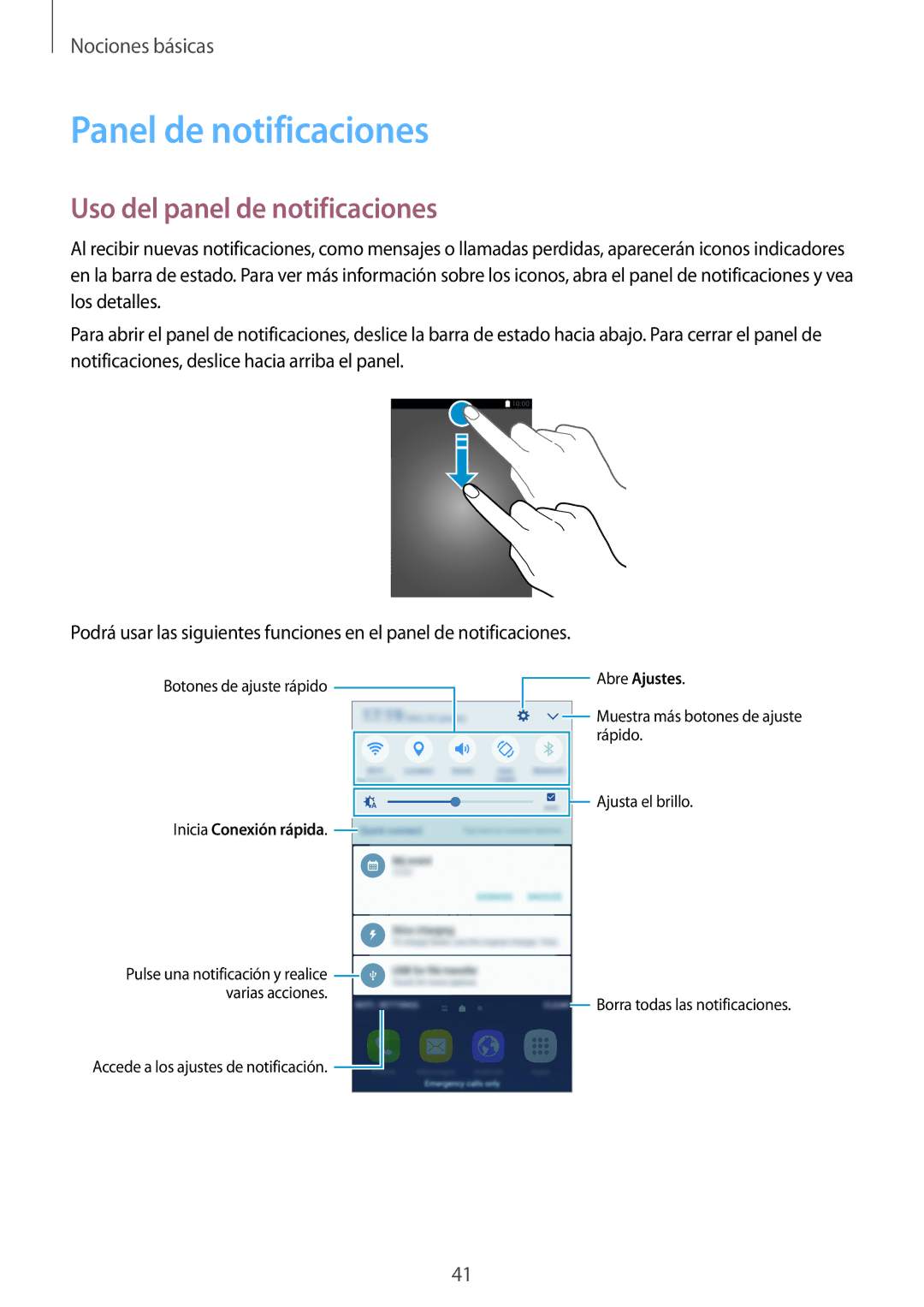 Samsung SM-G935FZKAPHE, SM-G935FZBAPHE, SM-G935FEDAPHE manual Panel de notificaciones, Uso del panel de notificaciones 