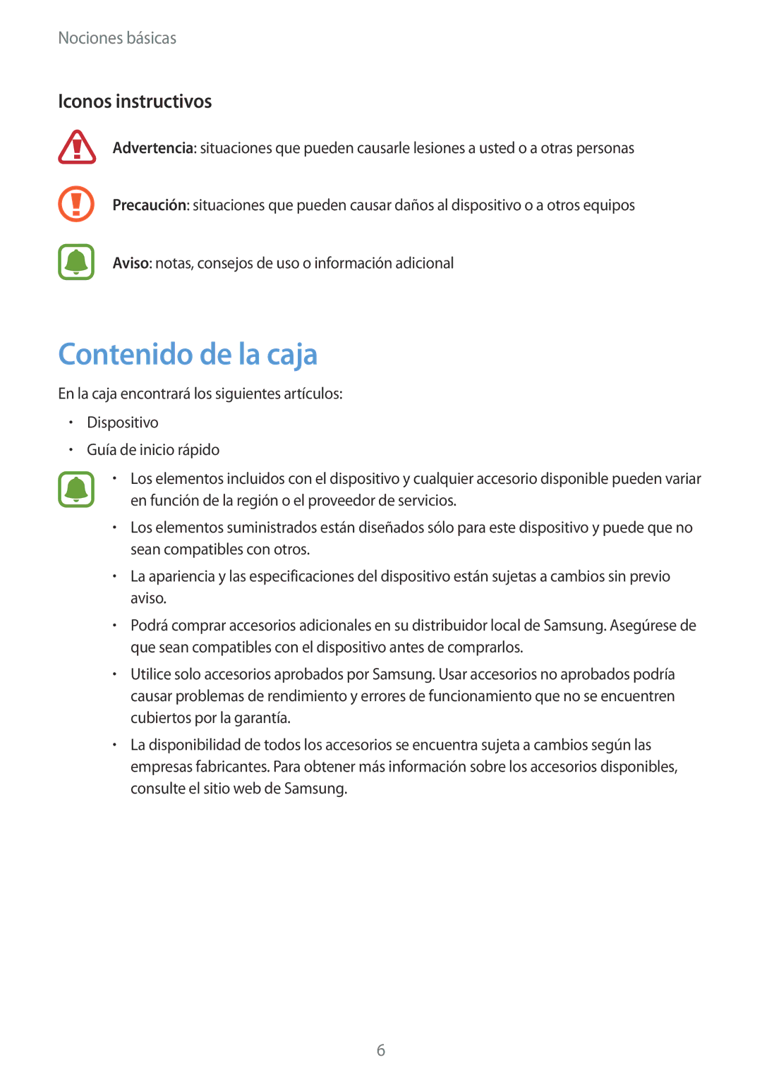 Samsung SM-G935FZKAPHE, SM-G935FZBAPHE, SM-G935FEDAPHE, SM-G935FZDAPHE manual Contenido de la caja, Iconos instructivos 