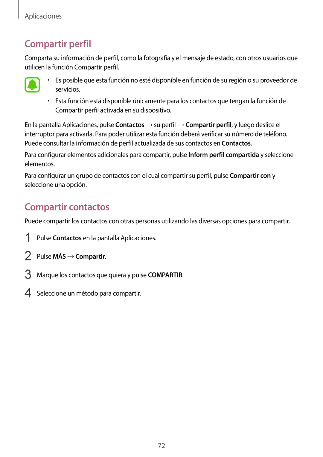 Samsung SM-G935FEDAPHE, SM-G935FZBAPHE, SM-G935FZKAPHE manual Compartir perfil, Compartir contactos, Pulse MÁS →Compartir 